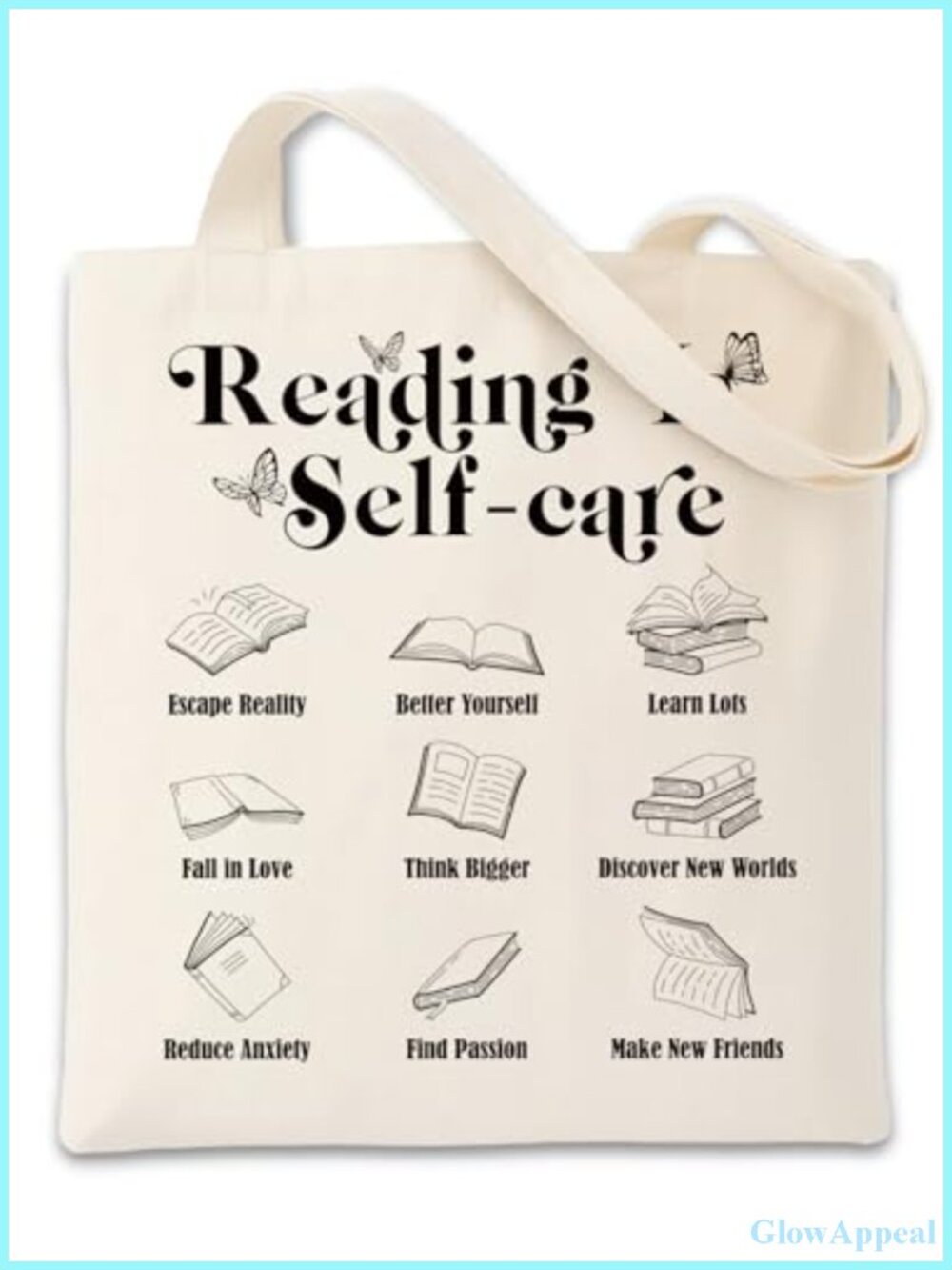 Book Lovers Tote Bag - Heavy Duty Canvas Reusable Grocery Bag for Readers,